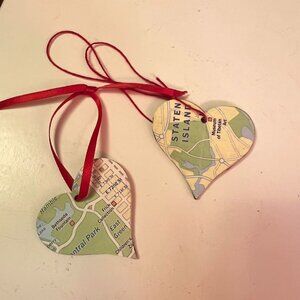 New York Themed Heart Ornaments Charms Staten Island Central Park